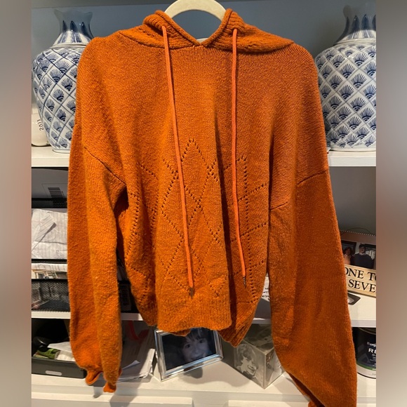 Orange Wool Sweater with Hoodie - Picture 1 of 5
